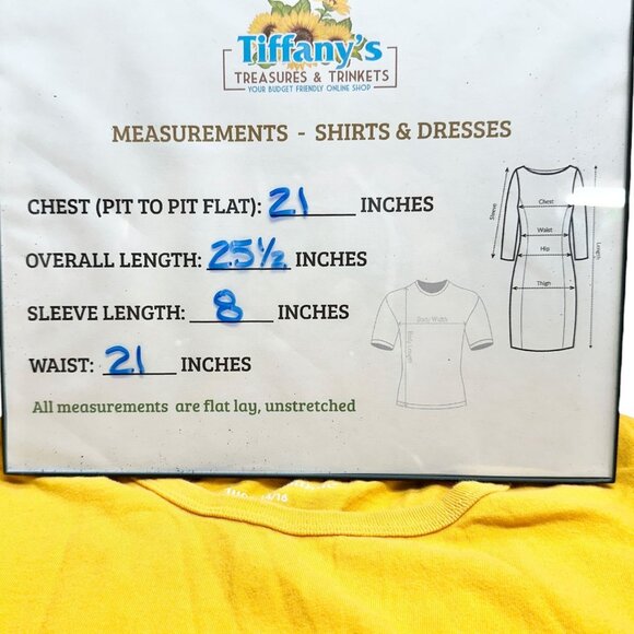 Woman Within T-Shirt Womens 14/16 M Yellow Short Sleeve Crewneck Cotton - Picture 6 of 8